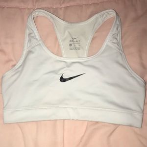White Nike Sports Bra with Black swoosh!